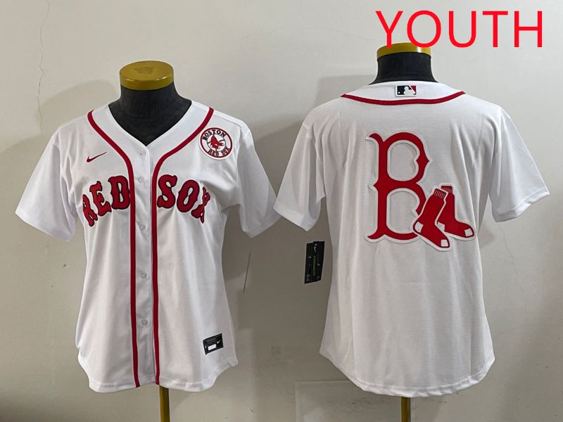 Youth 2025 Boston Red Sox Blank White Game Nike MLB Jersey style 7->youth mlb jersey->Youth Jersey